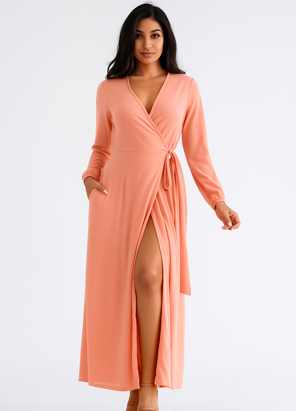 HH548X1-SL PLUS SIZE SHORT SLEEVE MAXI DRESS
