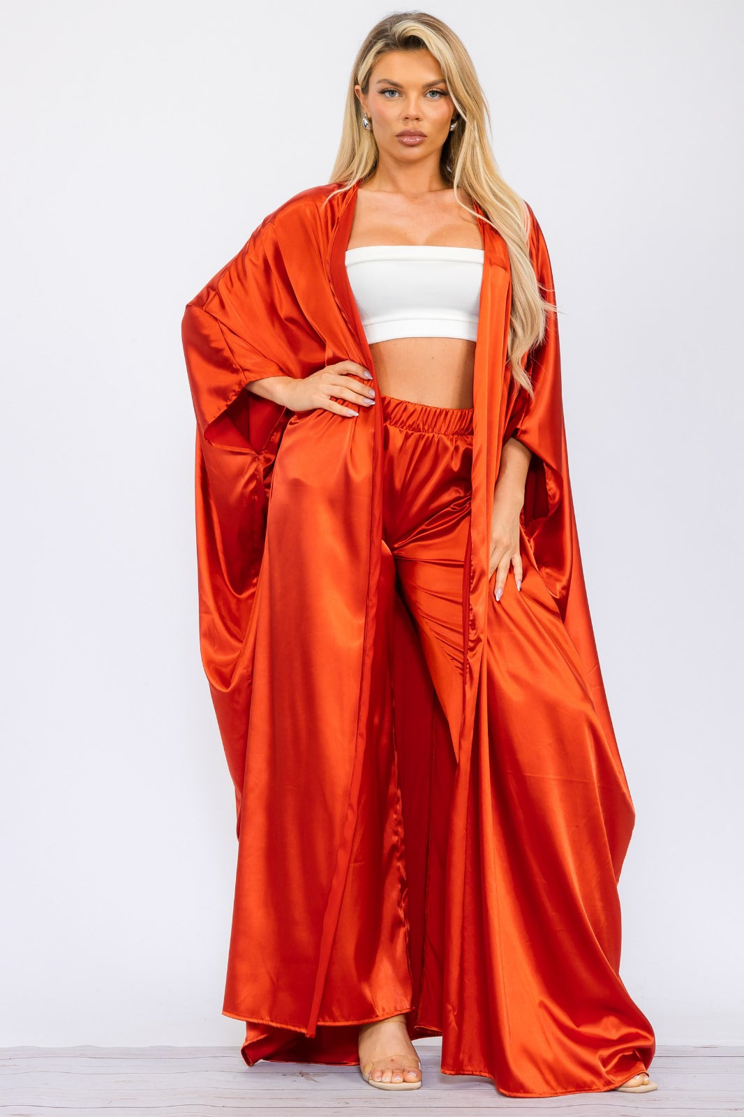 HH707R-S Duster Pants & Robe 2 Piece Set