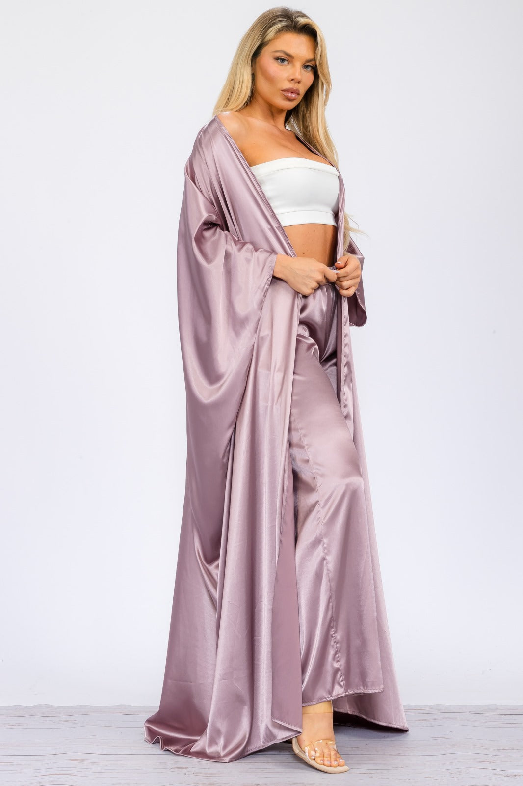 HH707R-S Duster Pants & Robe 2 Piece Set