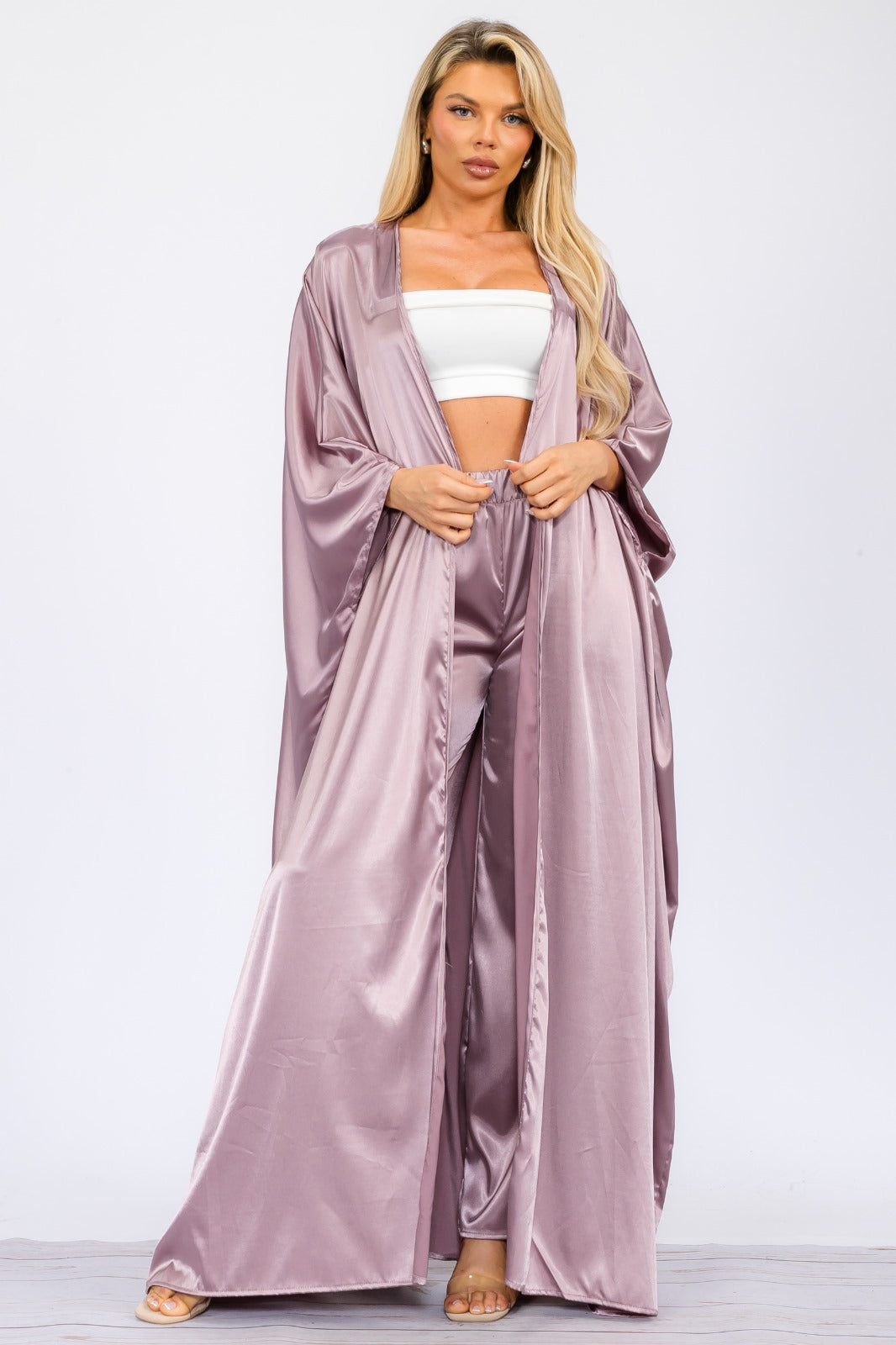 HH707R-S Duster Pants & Robe 2 Piece Set