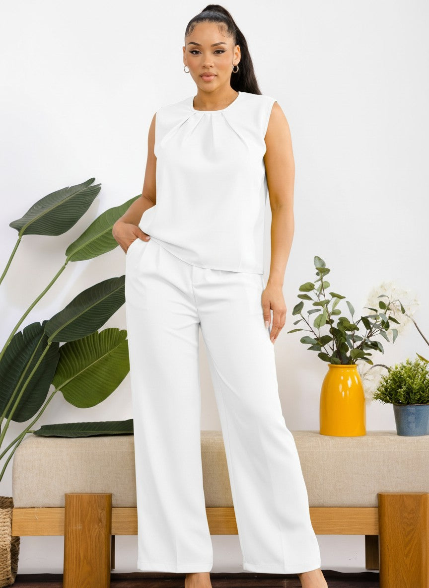 992 - Sleeveless Wide Leg Set