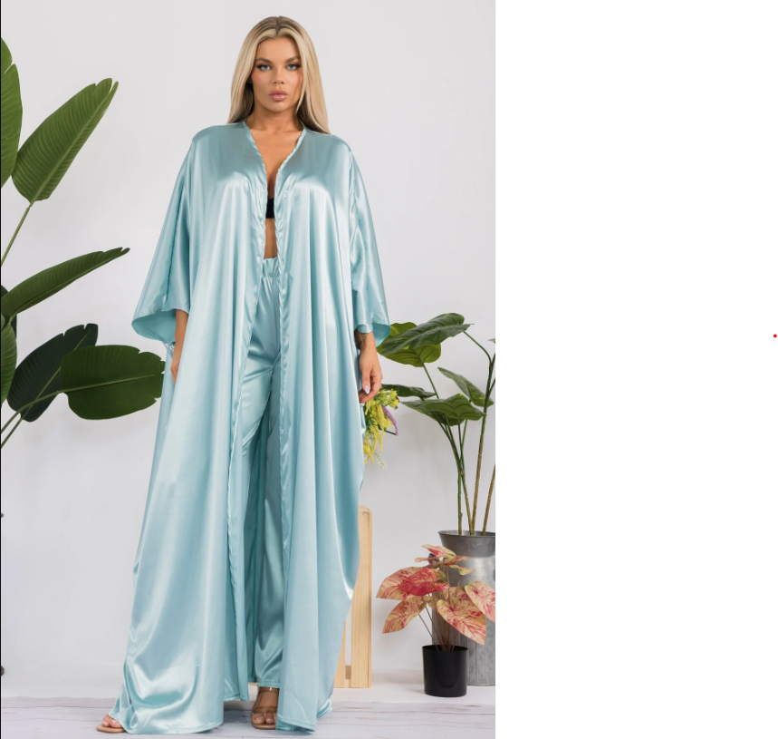 HH707X-S Plus Size Duster Pants & Robe 2 Piece Set