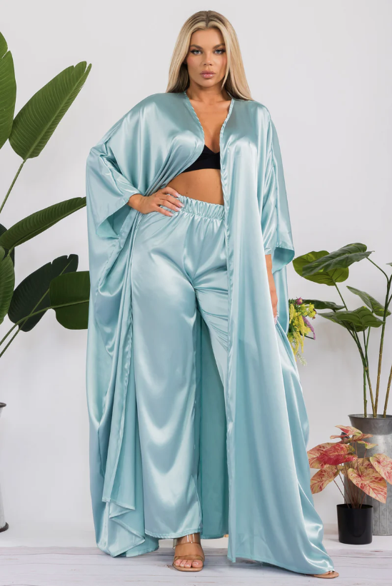 HH707X-S Plus Size Duster Pants & Robe 2 Piece Set