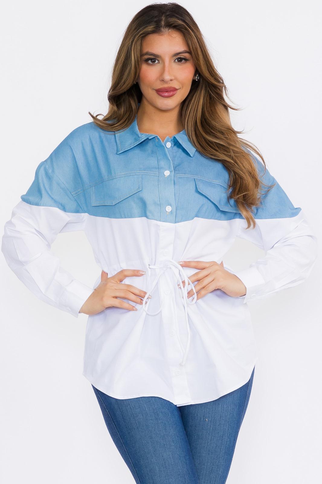 AA2138 Women Comfortable Versatile Style Long Sleeve Cotton Shirt