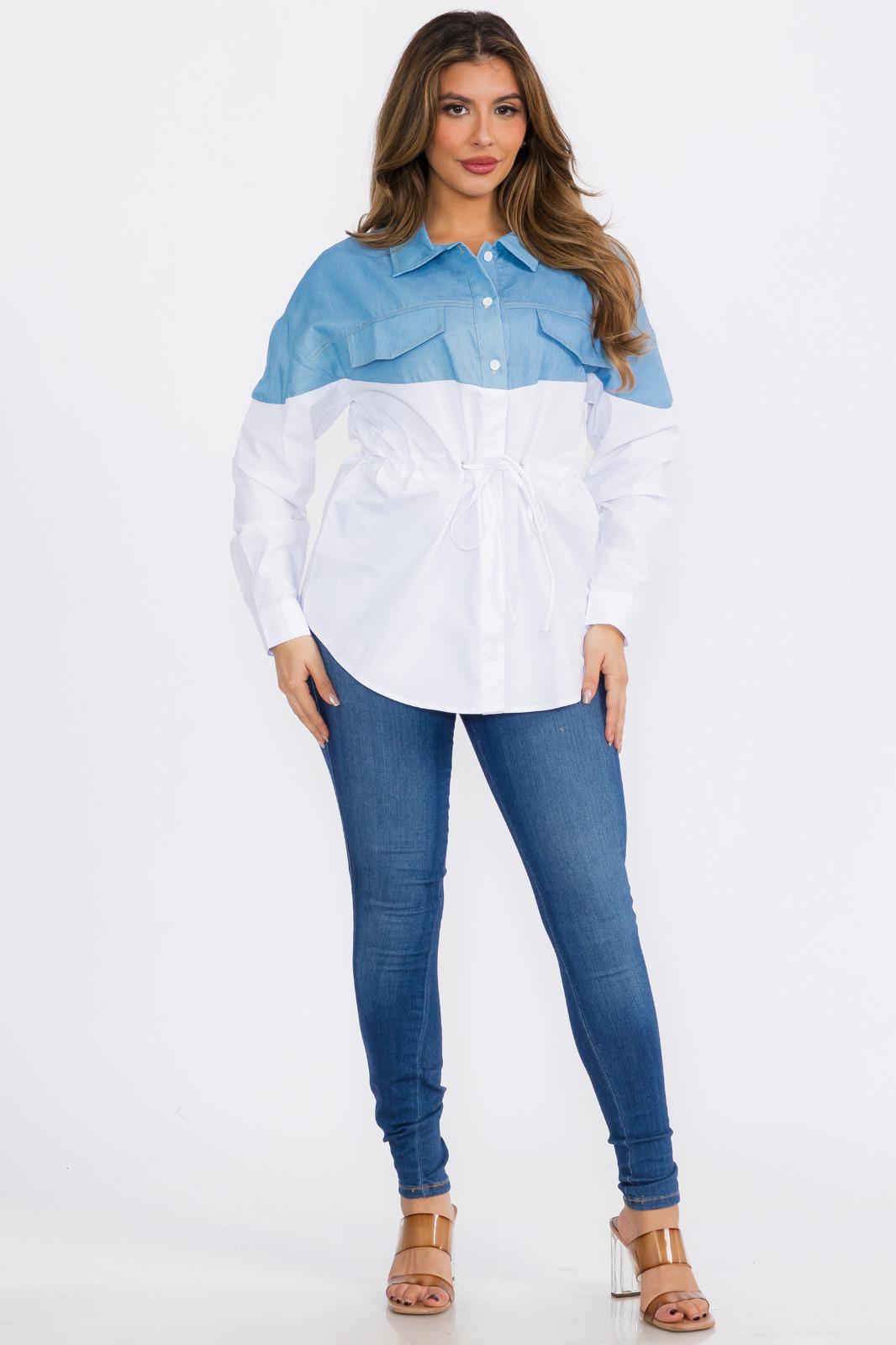 AA2138 Women Comfortable Versatile Style Long Sleeve Cotton Shirt