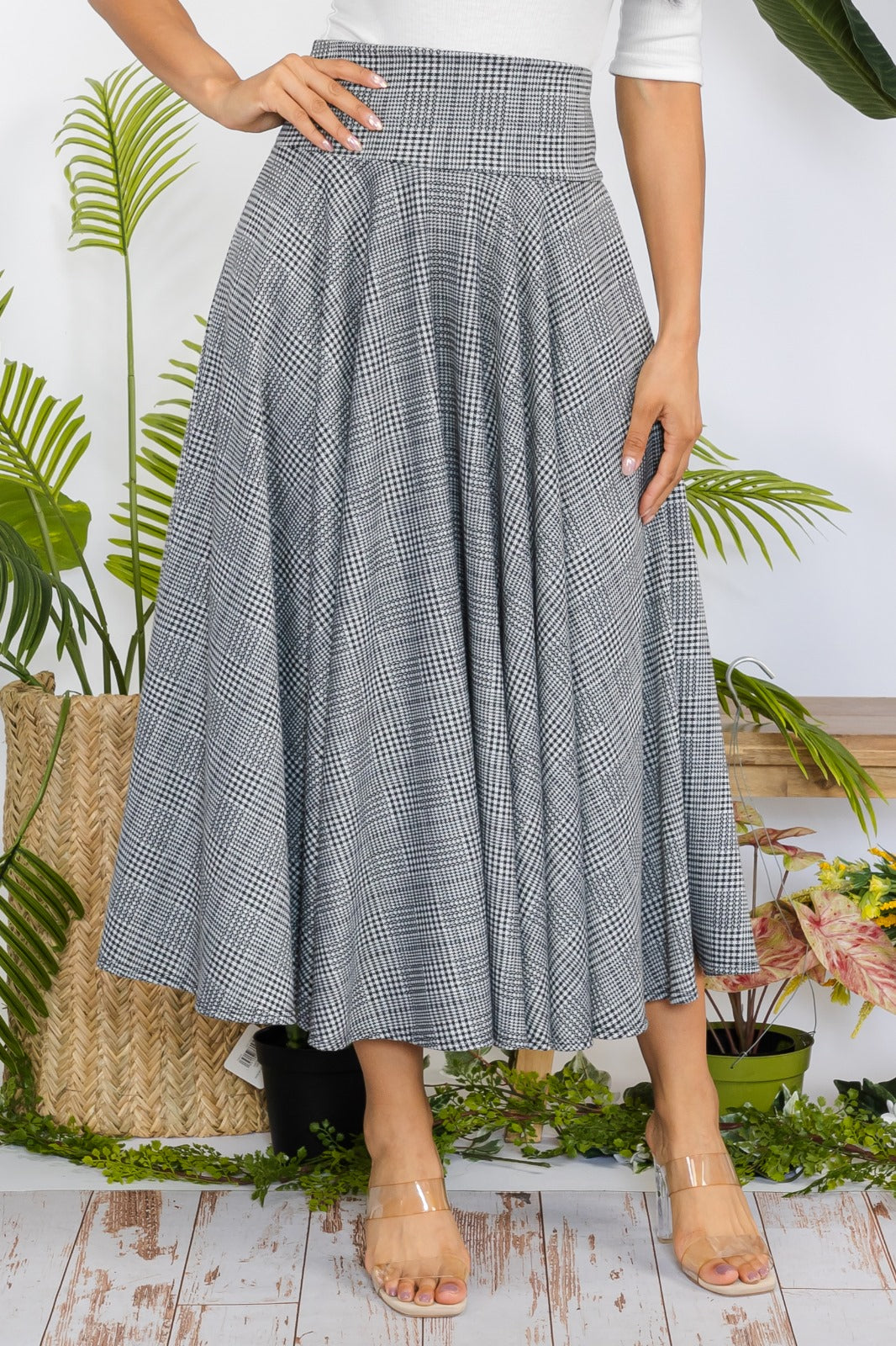 HH746P Maxi Plaid Skirt with Pockets