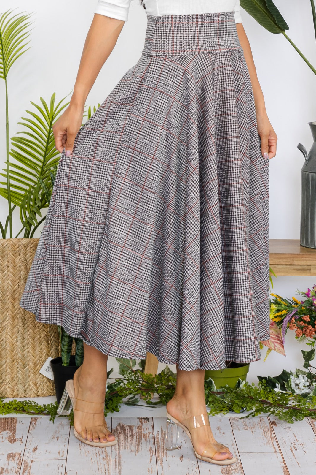 HH746P Maxi Plaid Skirt with Pockets