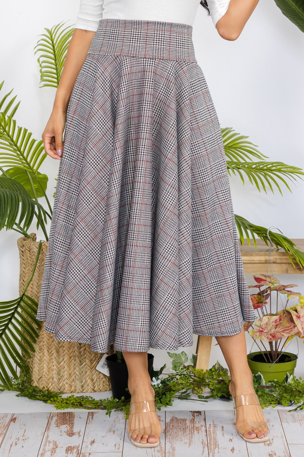 HH746P Maxi Plaid Skirt with Pockets