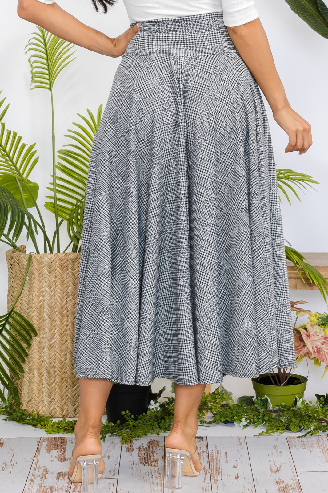 HH746P Maxi Plaid Skirt with Pockets