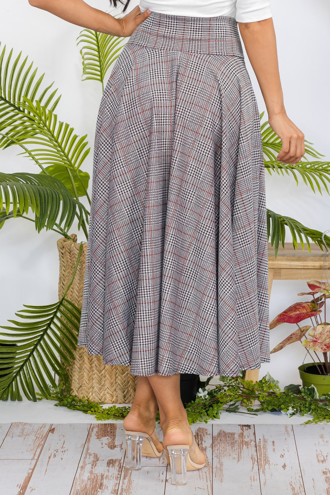 HH746P Maxi Plaid Skirt with Pockets