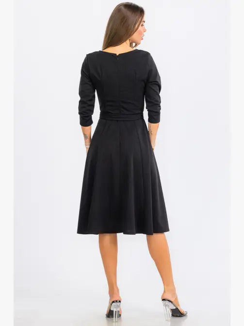 HH726C-R-S - TIE-WAIST LONG-SLEEVE DRESS Regular Size