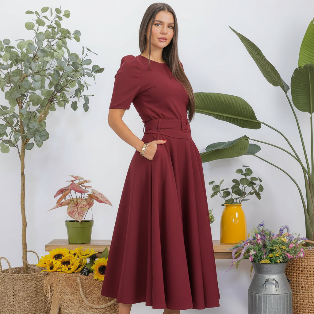 HH780R-S1 Structured Puff Sleeve Fitted Top