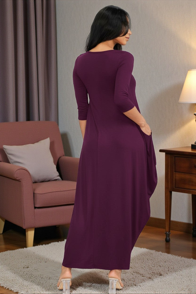 HH645X-S1 Plus Size Relaxed Fit Draped Maxi Dress