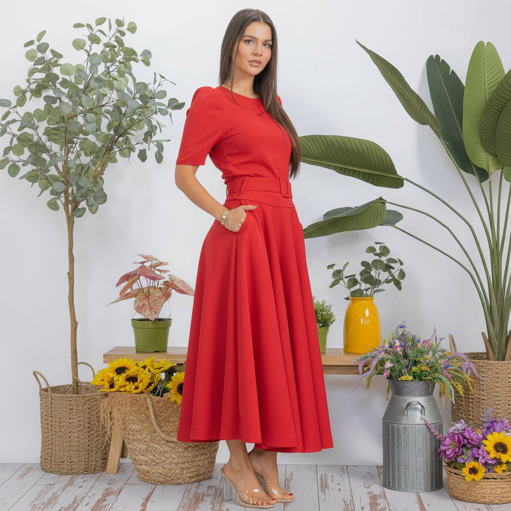 HH780X-S1 Plus Size Structured Puff Sleeve Fitted Top