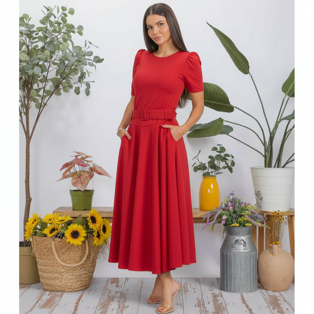 HH780R-S1 Structured Puff Sleeve Fitted Top