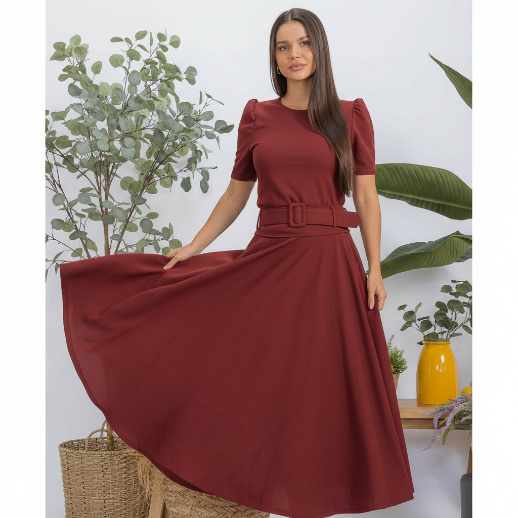 HH780X-S1 Plus Size Structured Puff Sleeve Fitted Top