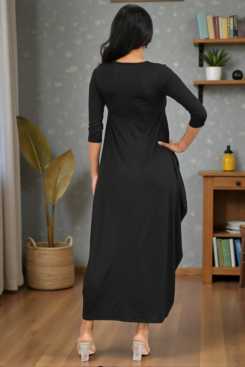 HH645R-S1 Relaxed Fit Draped Maxi Dress with Pockets