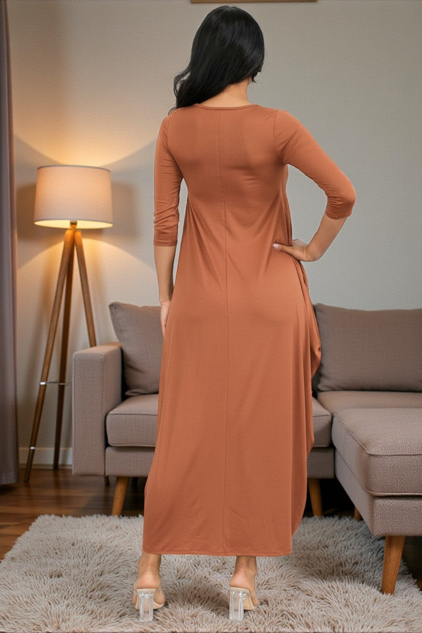 HH645X-S1 Plus Size Relaxed Fit Draped Maxi Dress