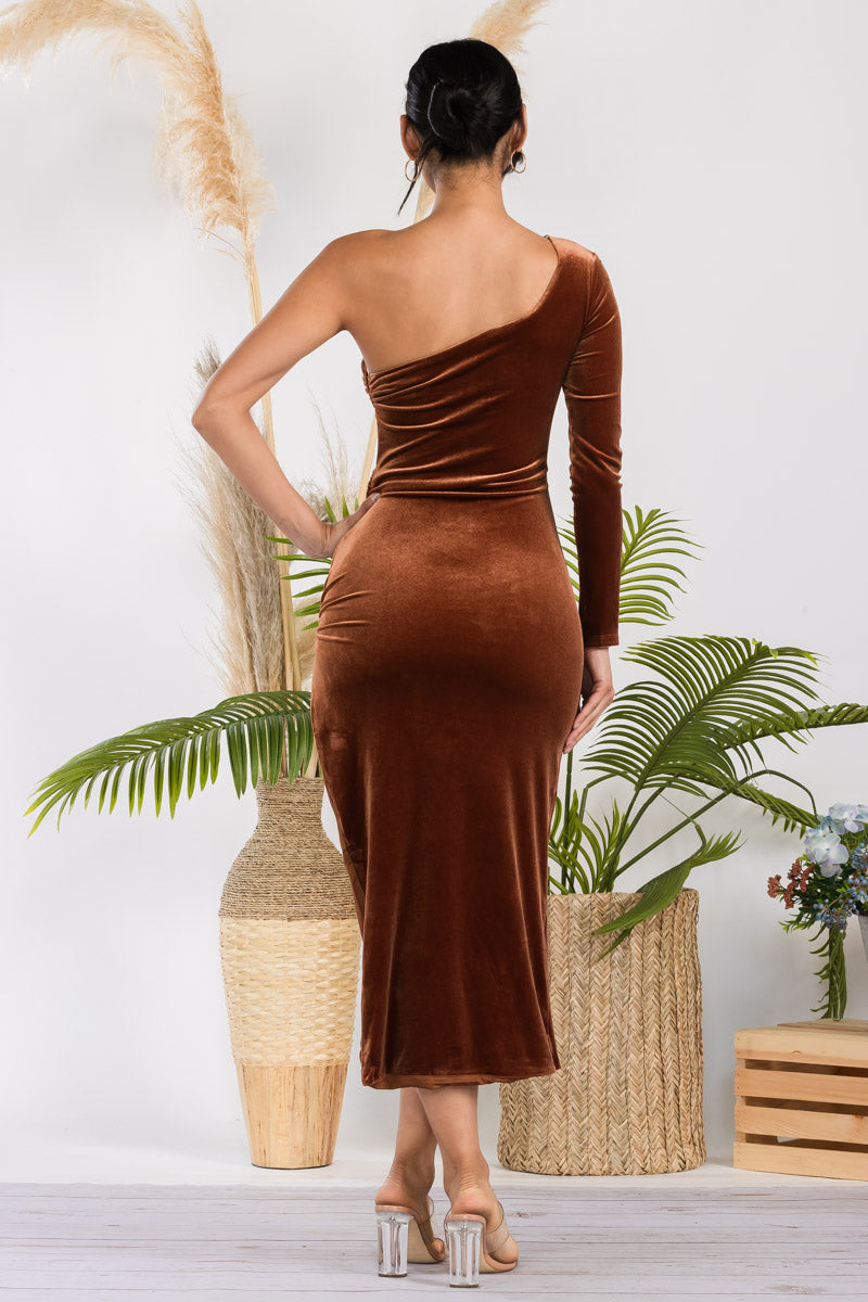 D30868 - ONE SHOULDER SIDE CUT OUT DRESS