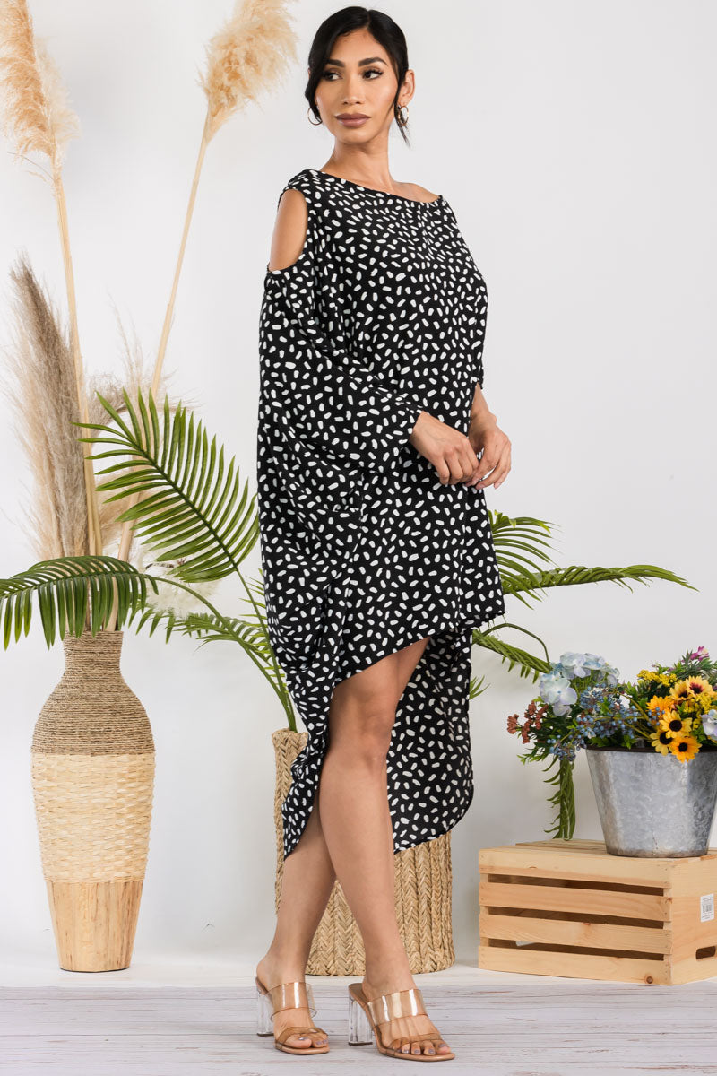 HH735R-PATTERN - Cold Shoulder Cover Up Dress
