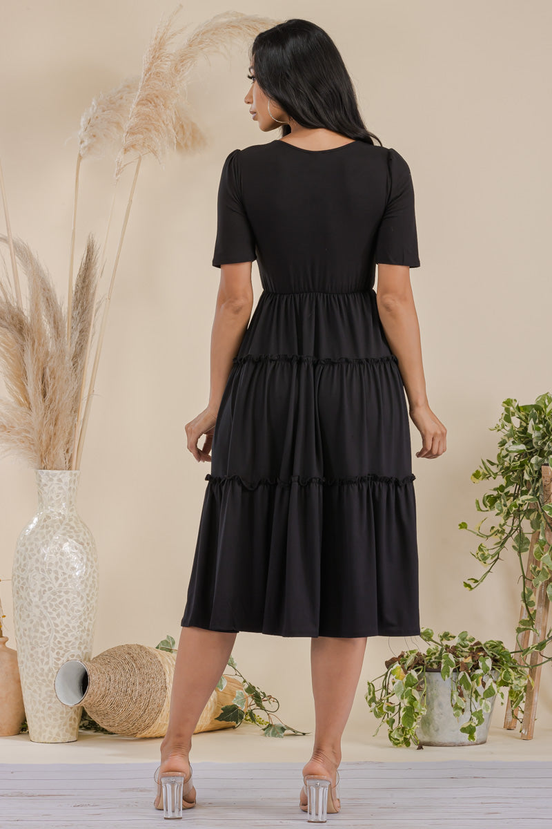 JR778X-SOLID - Drop Waist Midi Dress