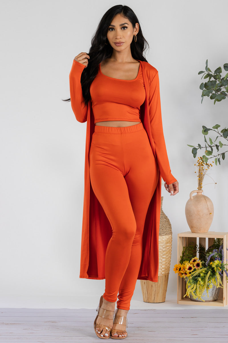 HH624R-SOLID - 3 PC PANT AND DUSTER SET