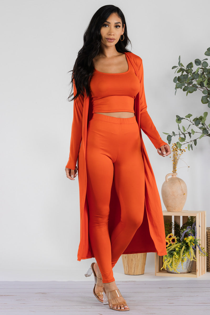 HH624R-SOLID - 3 PC PANT AND DUSTER SET