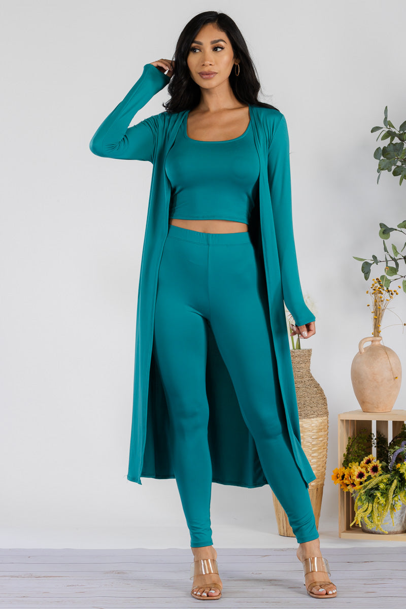 HH624X-SOLID - 3 PC PANT AND DUSTER SET