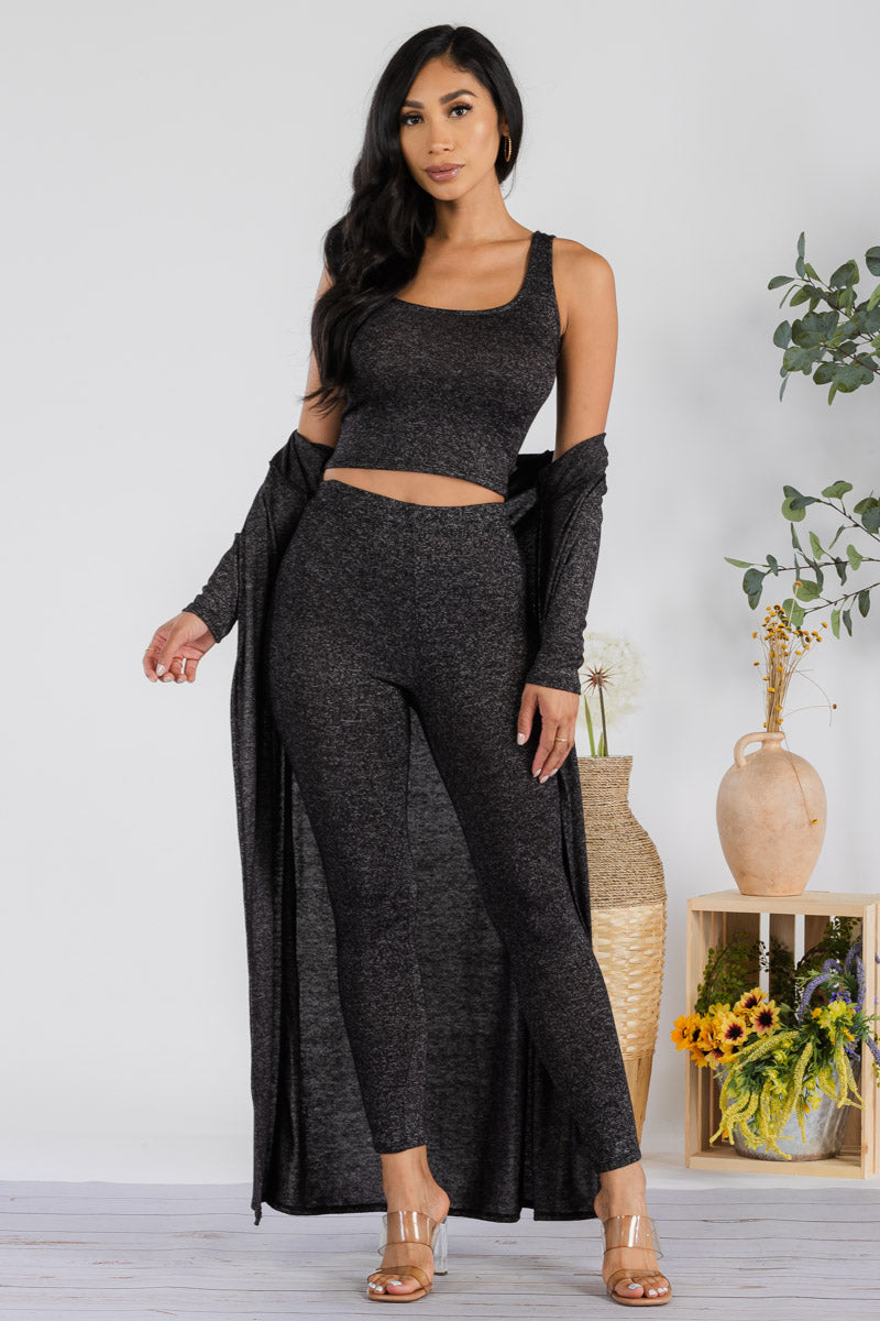 HH624R-HEATHER - 3 PC PANT AND DUSTER SET