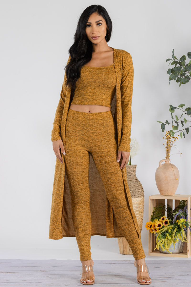 HH624R-HEATHER - 3 PC PANT AND DUSTER SET