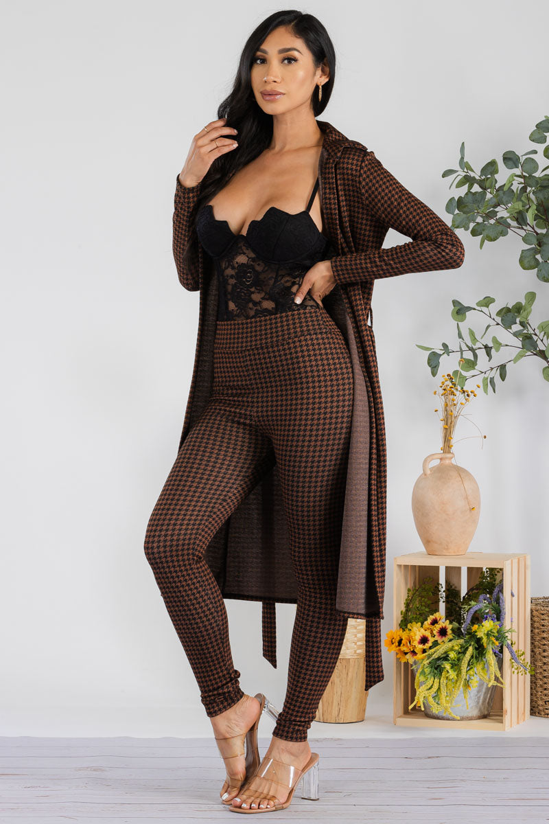 HH577R-HOUNDSTOOTH - 2 PC PANT SET