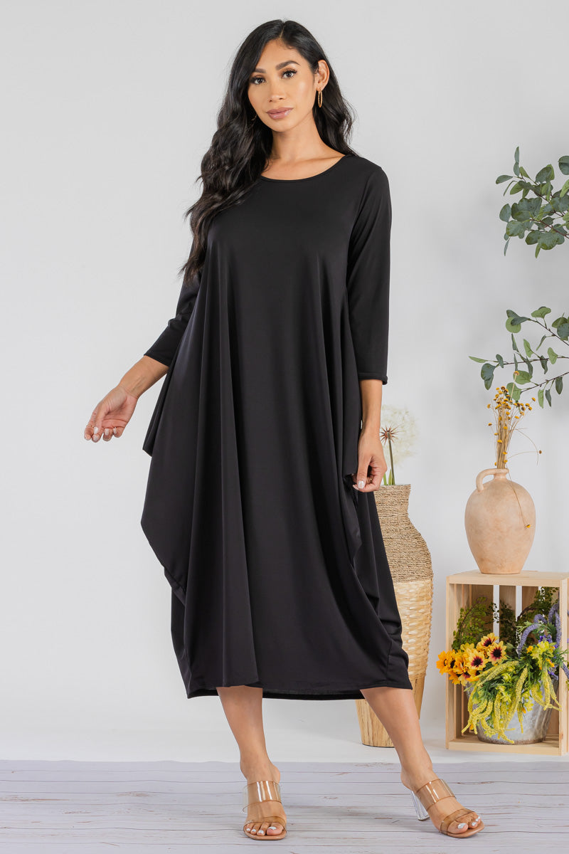 SAN151R-SOLID - HAREM MIDI DRESS