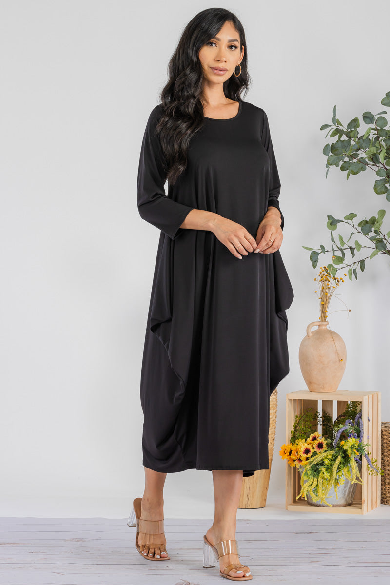 SAN151C-S Harem Midi Dress Long Sleeve