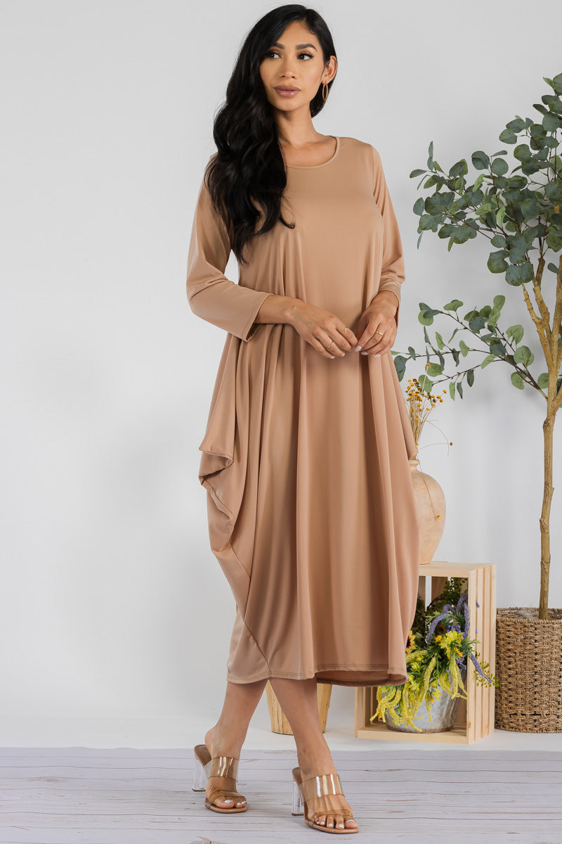 SAN151R-SOLID - HAREM MIDI DRESS