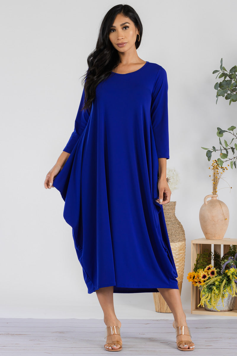 SAN151R-SOLID - HAREM MIDI DRESS