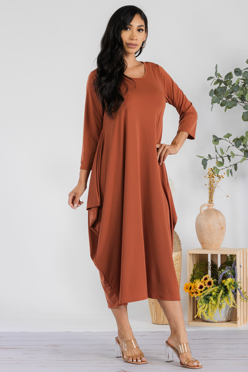 SAN151CX-S Harem Midi Dress Long Sleeve