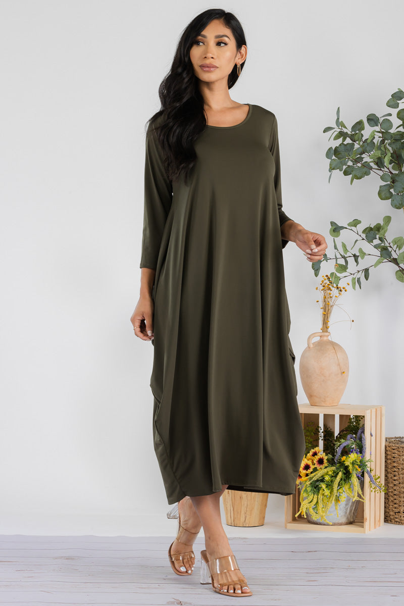 SAN151R-SOLID - HAREM MIDI DRESS