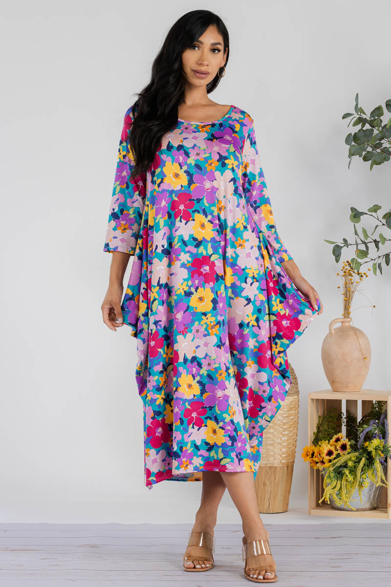 SAN151R-FLOWERS - HAREM MIDI DRESS