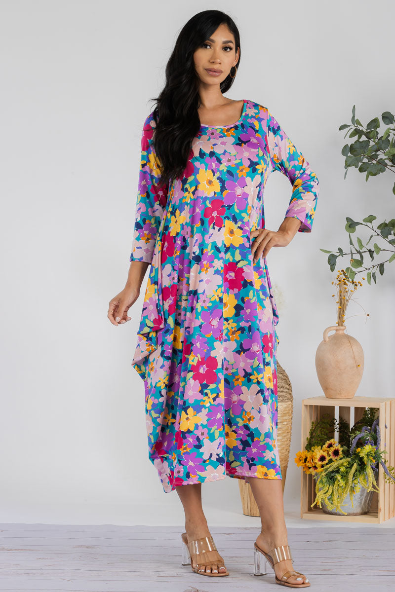 SAN151R-FLOWERS - HAREM MIDI DRESS