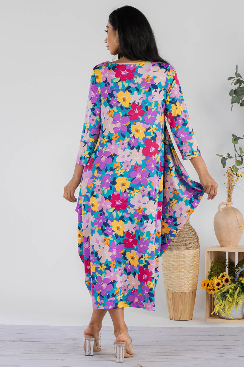 SAN151R-FLOWERS - HAREM MIDI DRESS