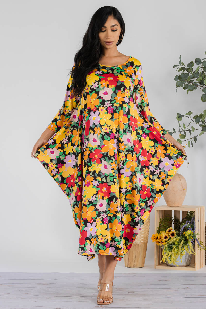 SAN151R-FLOWERS - HAREM MIDI DRESS