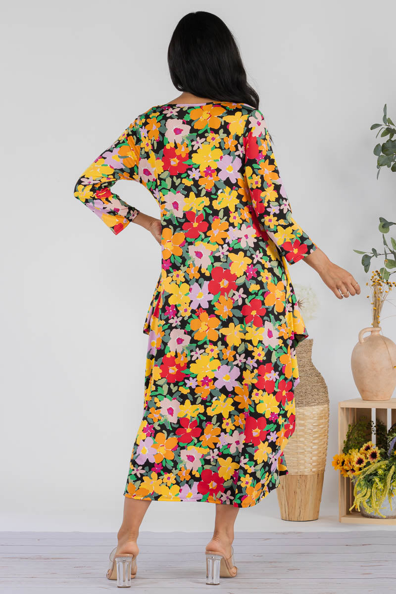 SAN151R-FLOWERS - HAREM MIDI DRESS