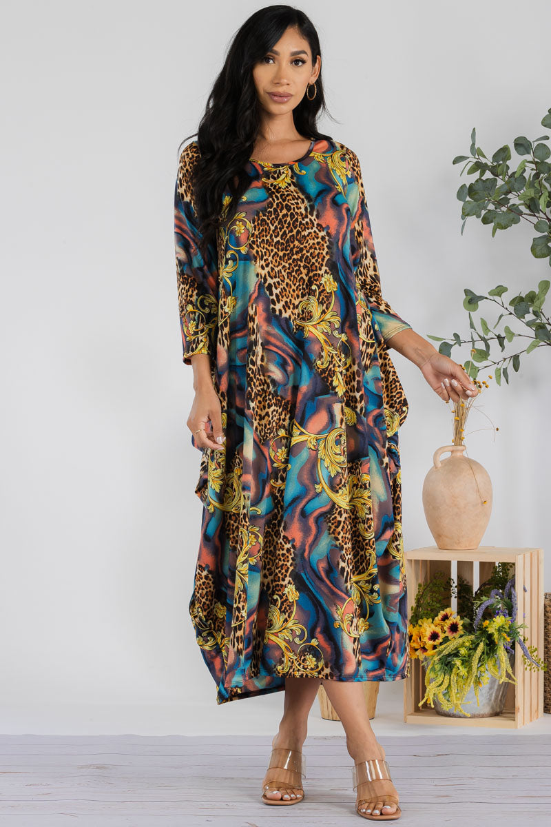 SAN151X-MULTI - HAREM MIDI DRESS