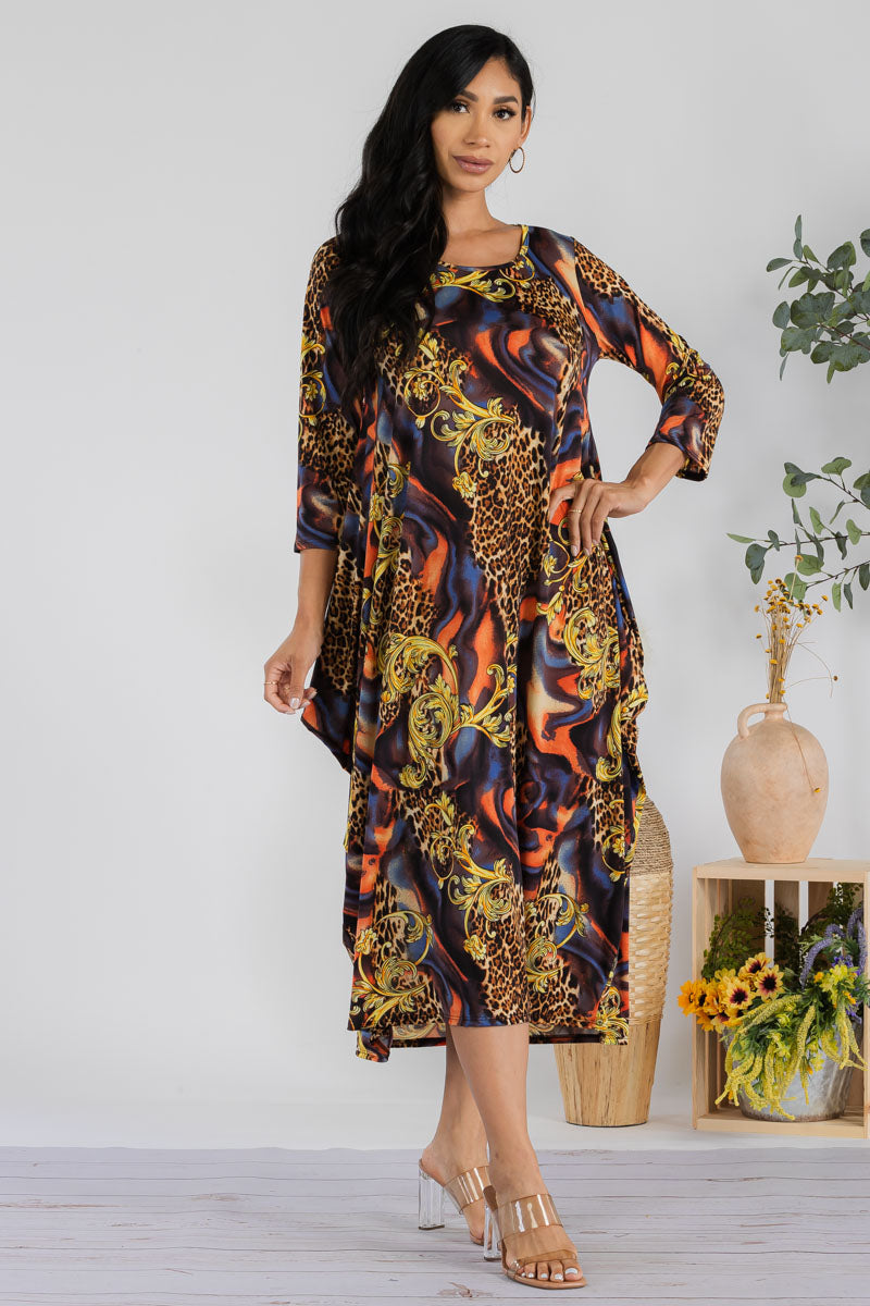 SAN151X-MULTI - HAREM MIDI DRESS