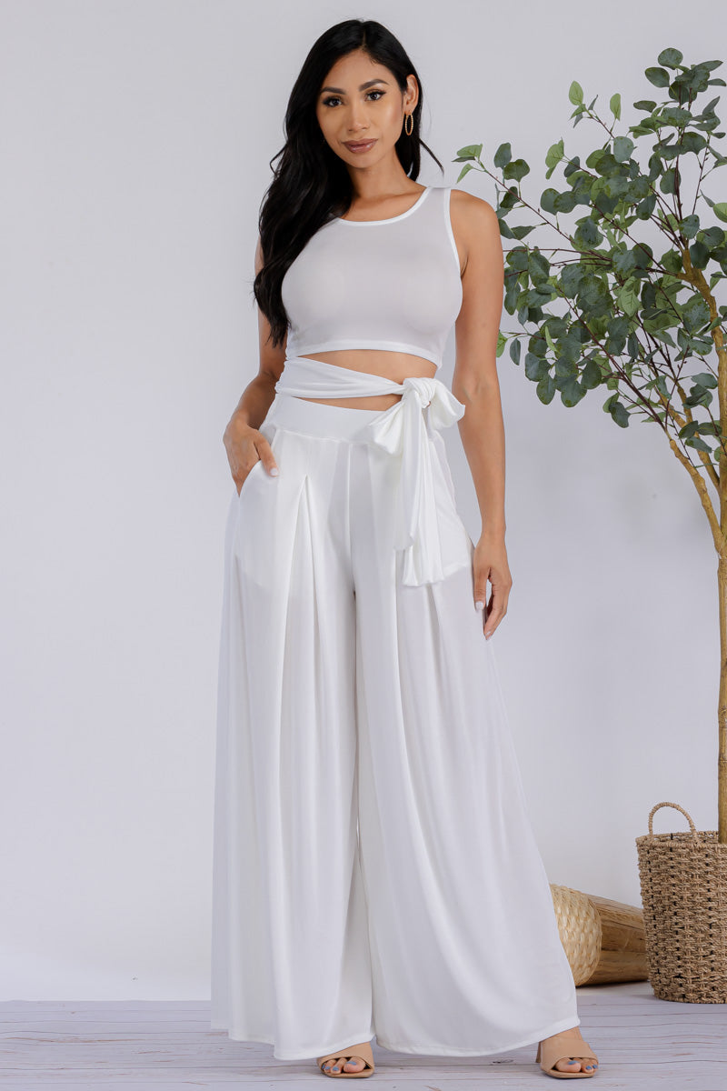 HH688R-SL - 2PC CROPPED TOP AND PANT SET