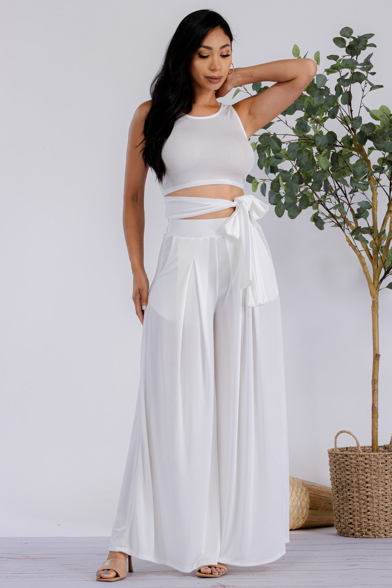 HH688R-SL - 2PC CROPPED TOP AND PANT SET