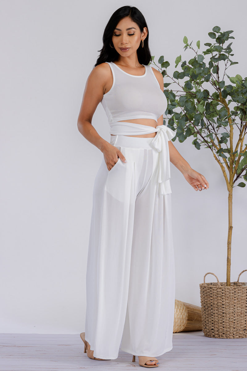 HH688R-SL - 2PC CROPPED TOP AND PANT SET