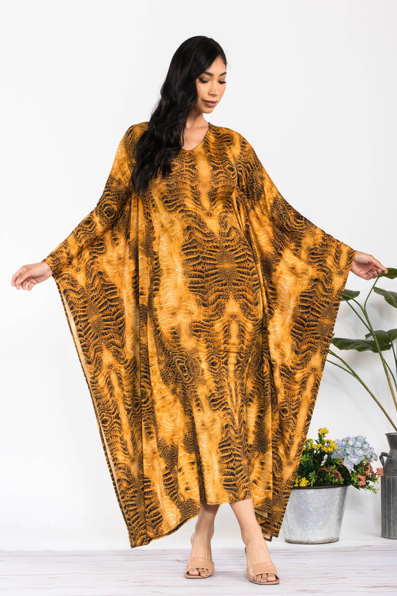 HH750X-SNAKE - LONG SLEEVE DRAPE MAXI DRESS