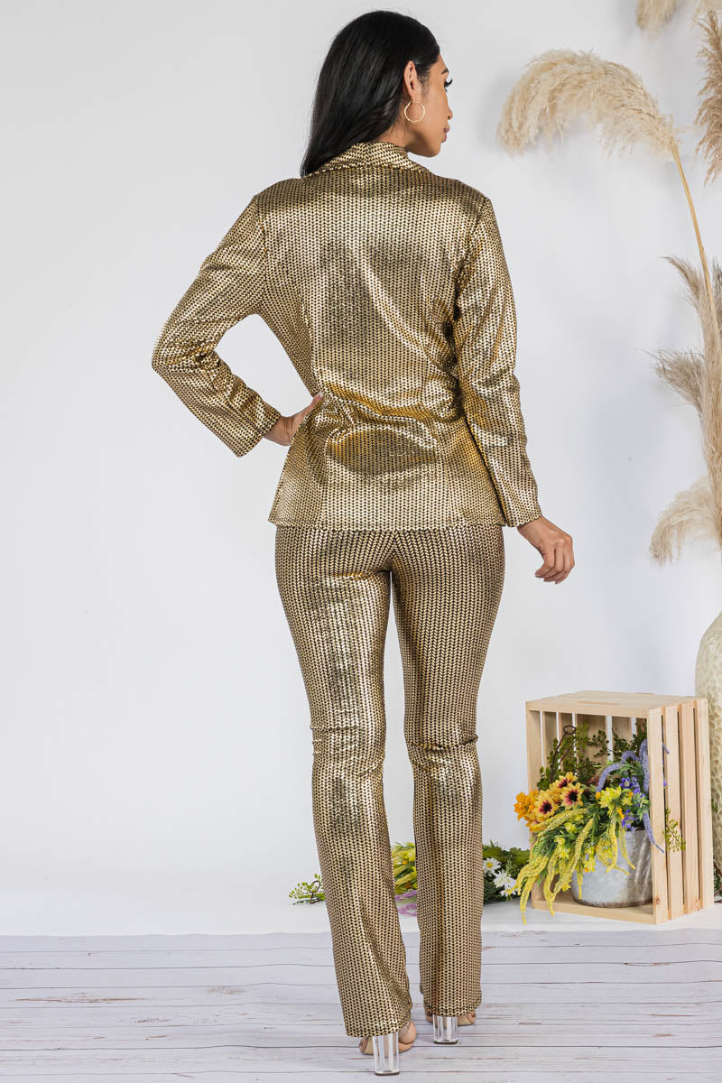 HH741R-METALLIC - 2PC BLAZER & PANT METALLIC SET