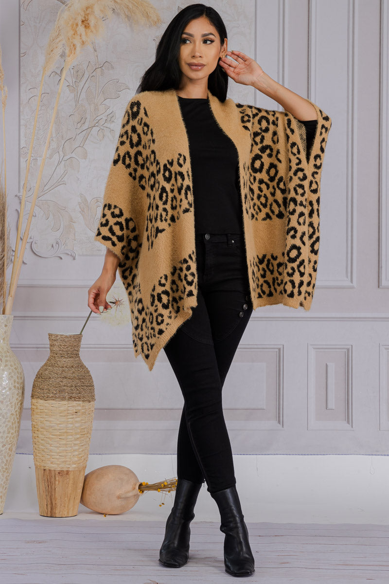 MS0183 - LEOPARD PRINT FUZZY RUANA